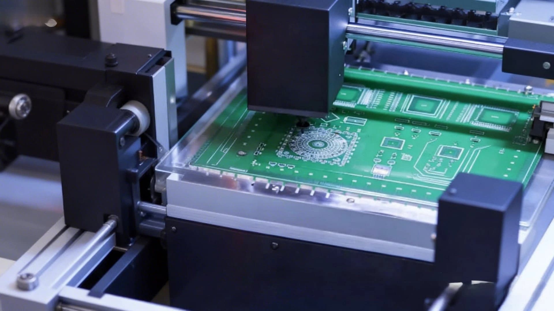 Circuit board panel inside a solder-paste stencil printer