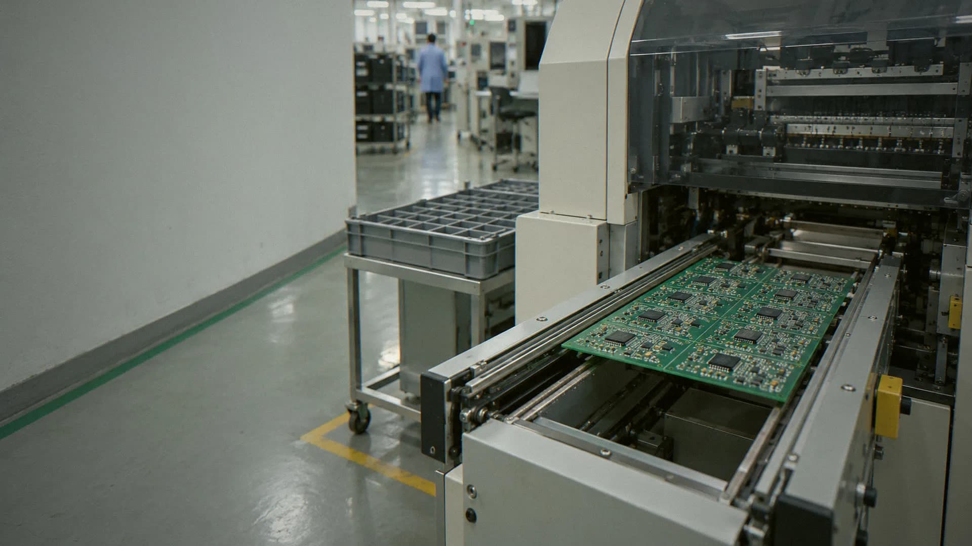 First production panel on an SMT line