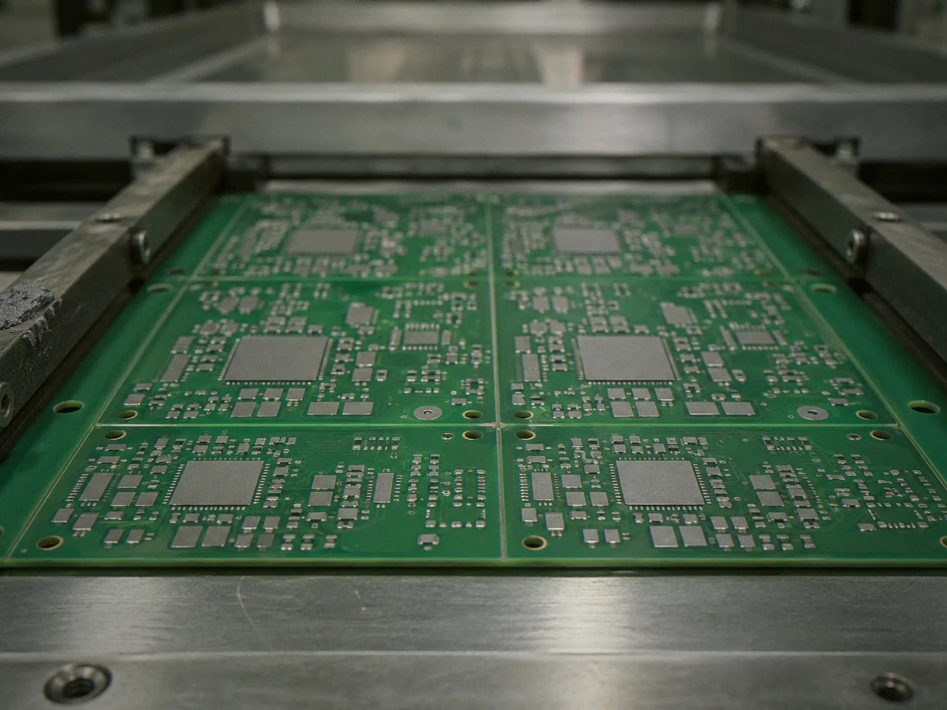 Circuit panel leaving the solder-paste printer