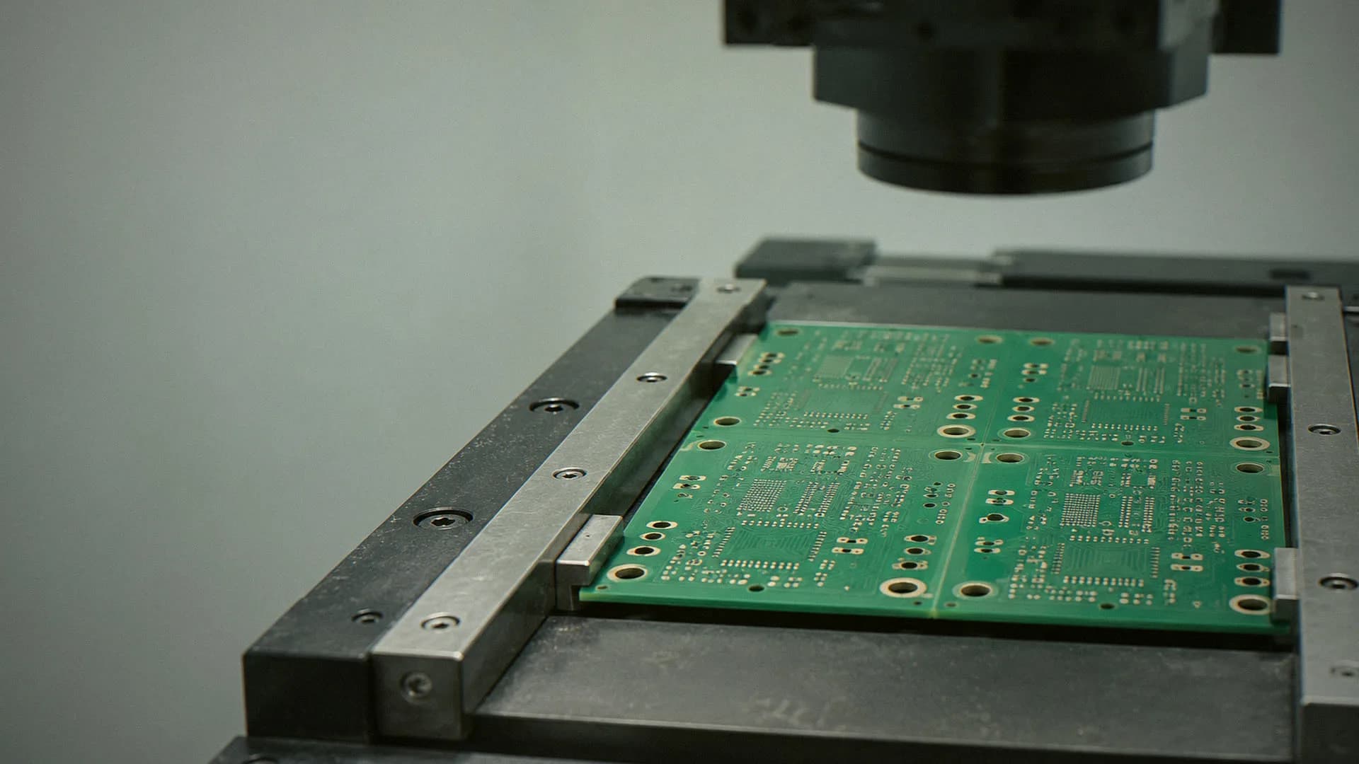 Circuit board panel on an optical inspection stage