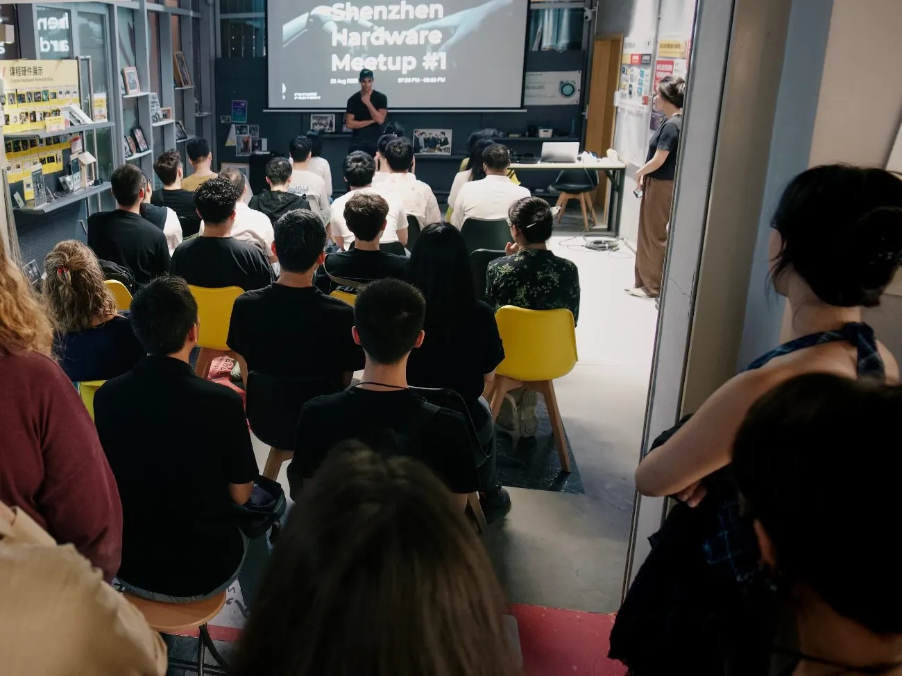 Packed room at a Shenzhen hardware founders meetup